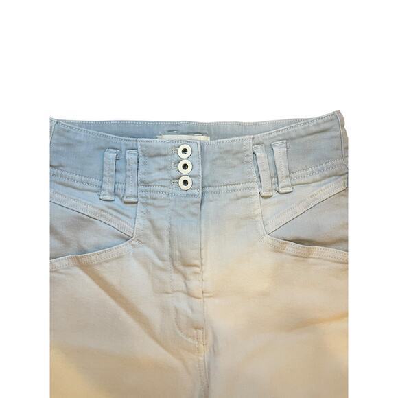 Anthropologie Women 27 Ombre Straight Leg High Rise Jeans Faded Blue, White Boho - Picture 5 of 9